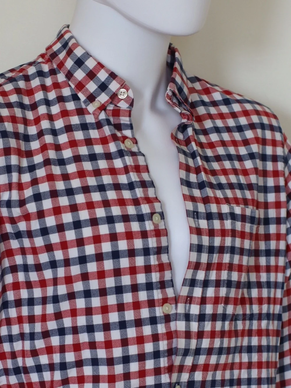 Stylish Vintage Banana Republic Blue, Red and White Plaid Shirt with a Preppy Vi